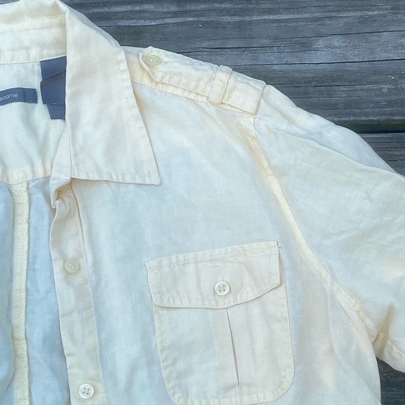 Liz Claiborne 100% Linen blouse yellow 3/4 sleeves convertible to 1/2 sleeves - Picture 3 of 15